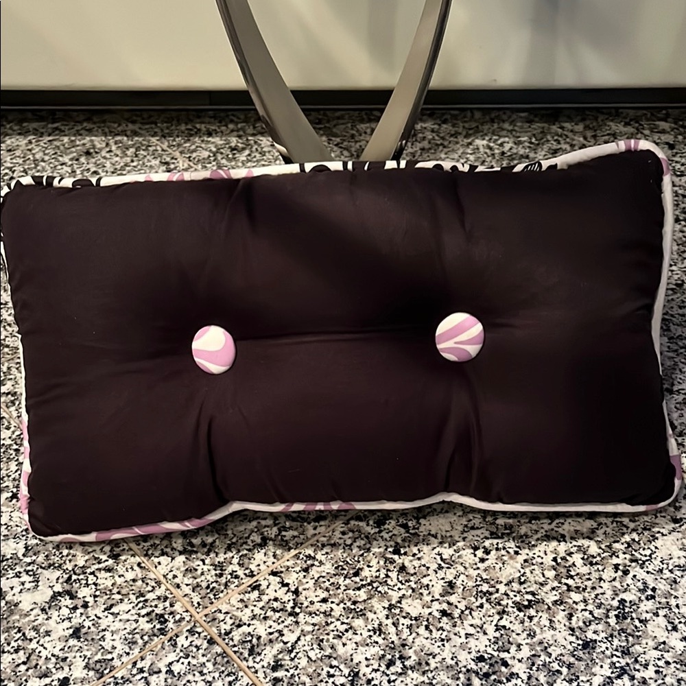 Chic Black and Lavender Buttoned Pillow